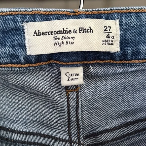 Abercrombie&Fitch The skinny High Rise Curve Love Blue Women's Jeans Sz 27 - Picture 5 of 9